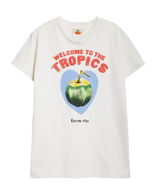 Farm Rio 'Welcome to the Tropics' White Graphic Tee