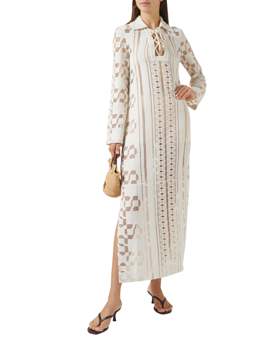 Simkhai Cream Williama Crochet Midi Dress