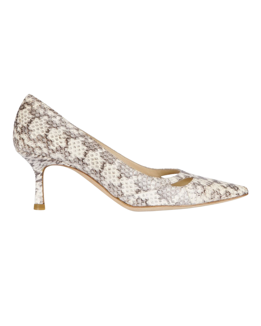 Jimmy Choo 081 Margo Elaphe Snake Natural Pumps