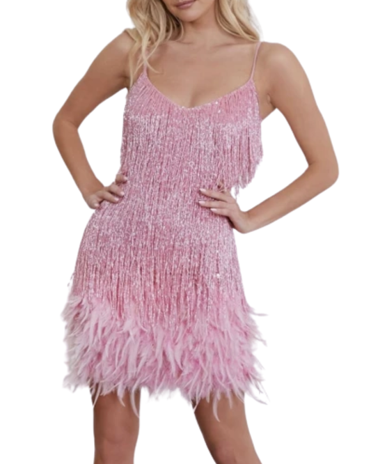 Nadine Merabi Pink Tassel Lottie Dress