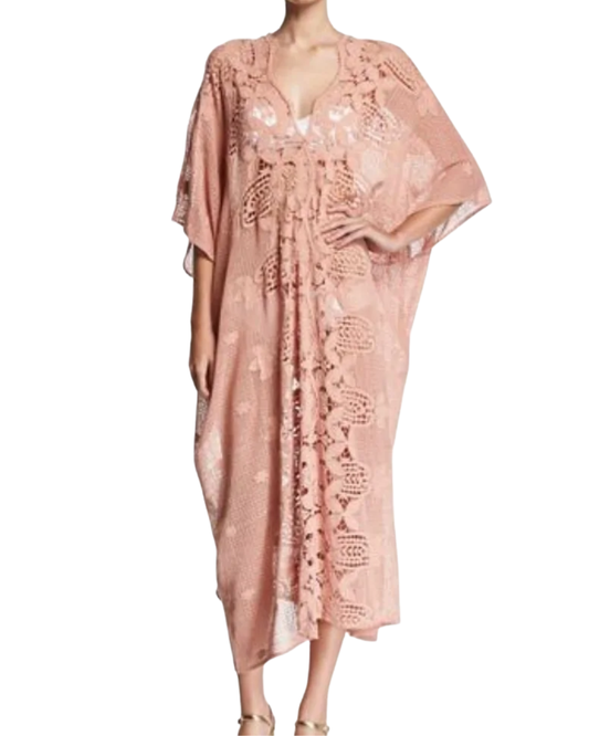 Miguelina Lace Pink Kaftan