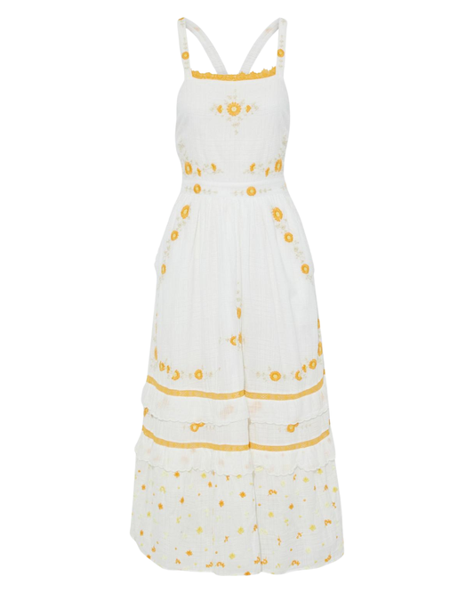 Loveshackfancy Asher White Pinafore Dress