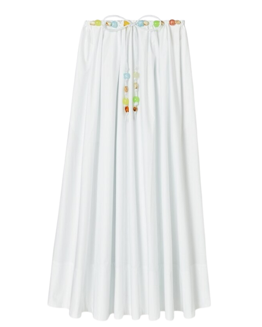 Tory Burch White Cotton Skirt With Beads