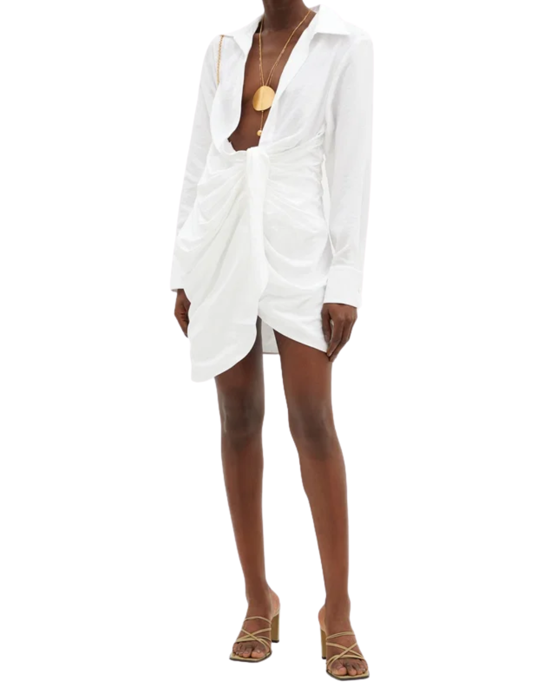 Jacquemus White Bahia Knotted Shirt Dress