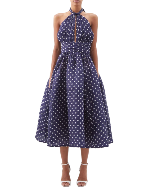 Zimmermann Blue High Tide Halter Dress