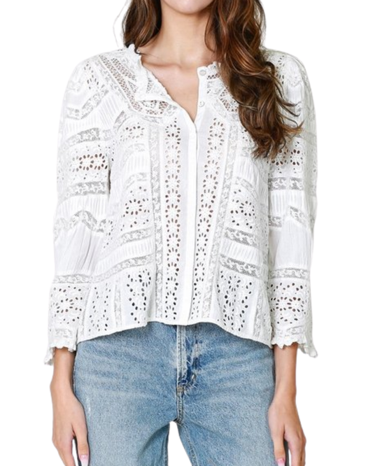 Loveshackfancy White Draper Blouse