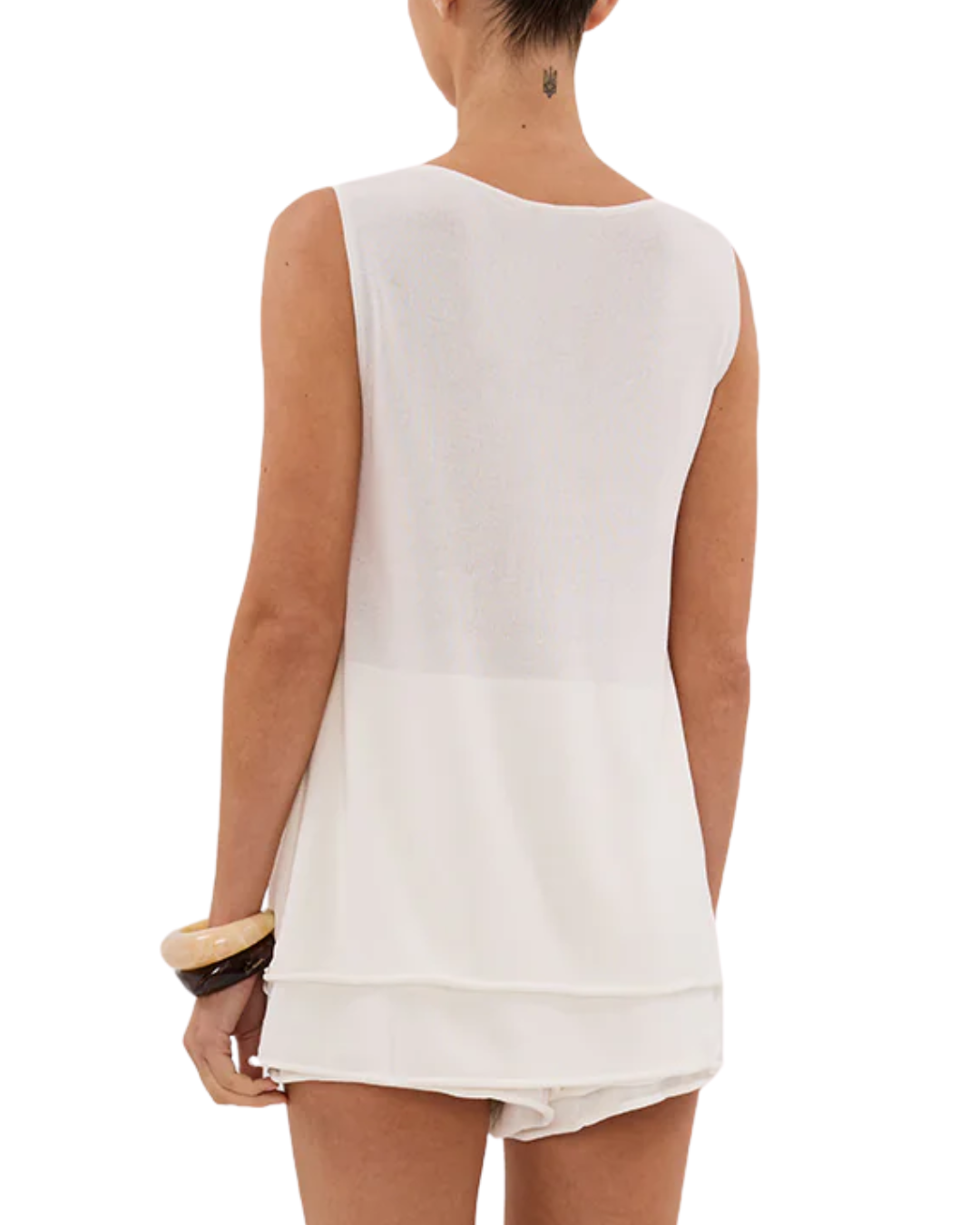 Dissh Mira White double Layer Knit Top