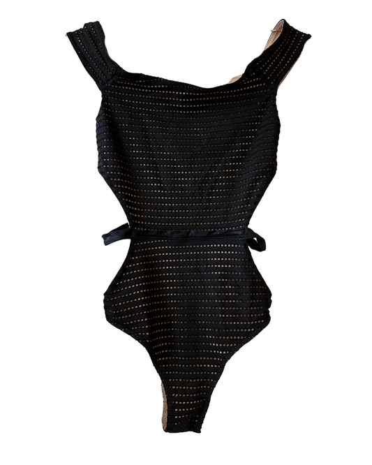 Fleur Du Mal Black Perforated Swimsuit