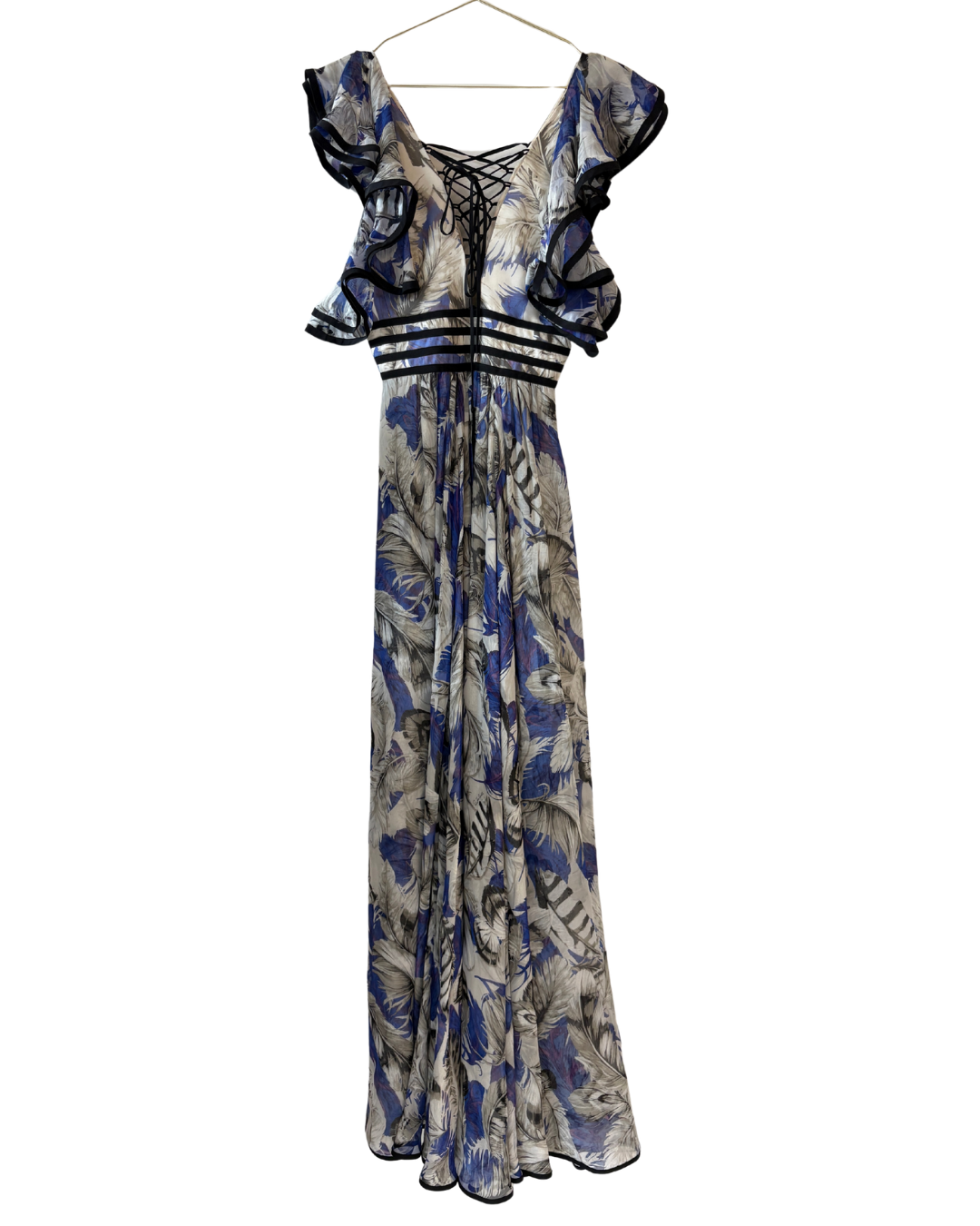 Roberto Cavalli Blue Floral Silk Maxi Dress