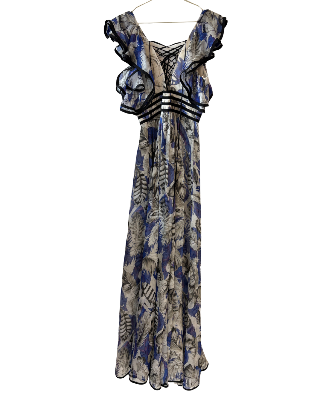 Roberto Cavalli Blue Floral Silk Maxi Dress
