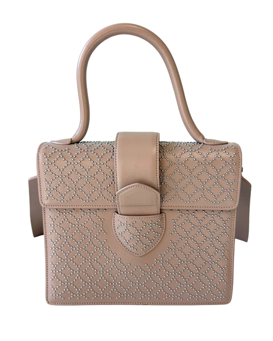 Alaia Leonie Nude Beige Studded Leather Bag