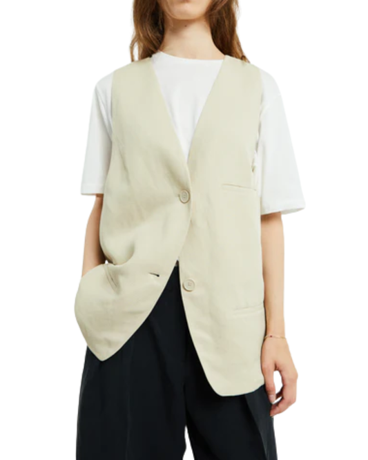 The Frankie Shop Cream Melrose Linen Waistcoat