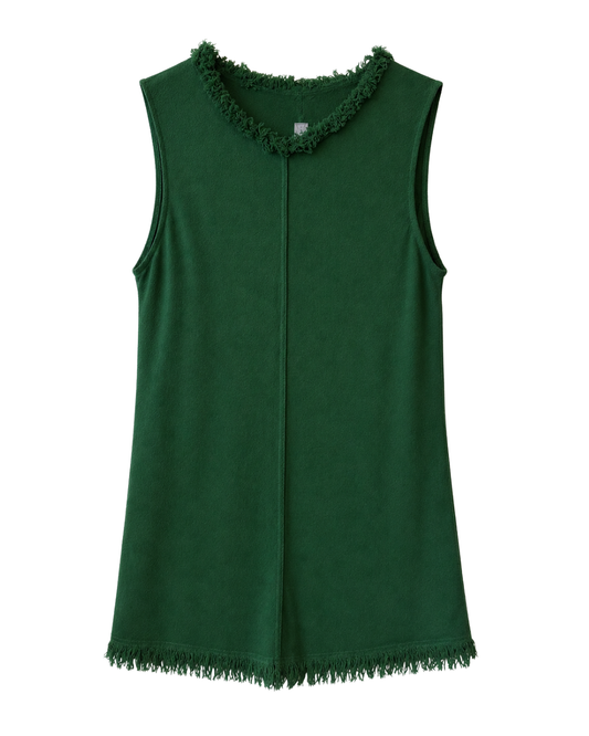 Raquel Allegra Green Fringe Top