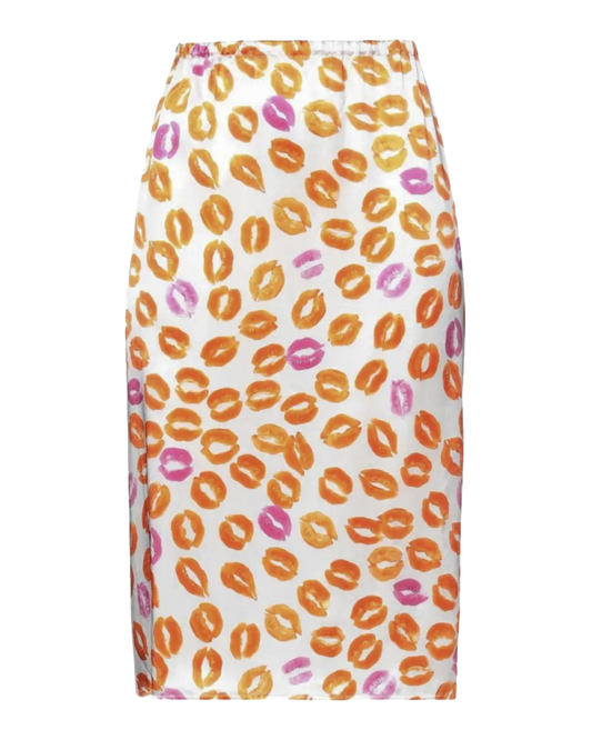 Marni Orange Lips Kiss Tornado Knee Length Skirt
