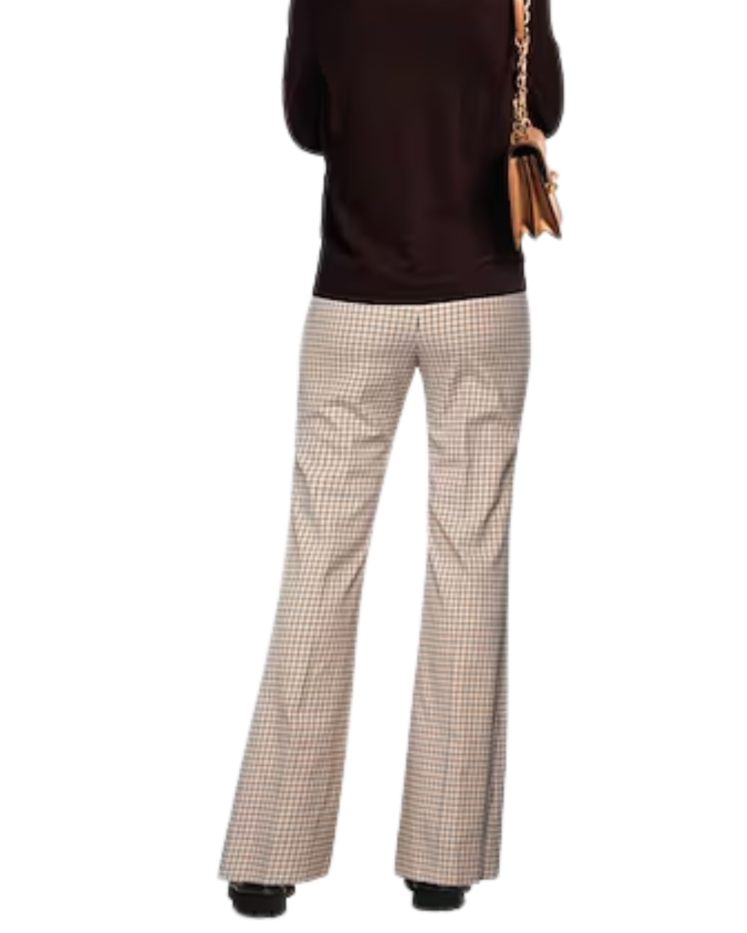 Sportmax Beige Check Belted Flare Trousers