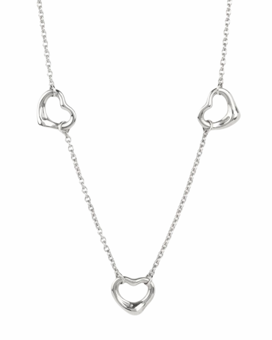 Tiffany & Co. Sterling Silver Elsa Peretti 3 Heart Necklace