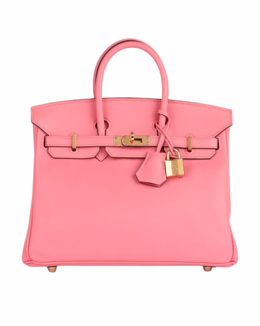 Hermès Rose Lipstick Swift Leather Birkin 25cm Retourne