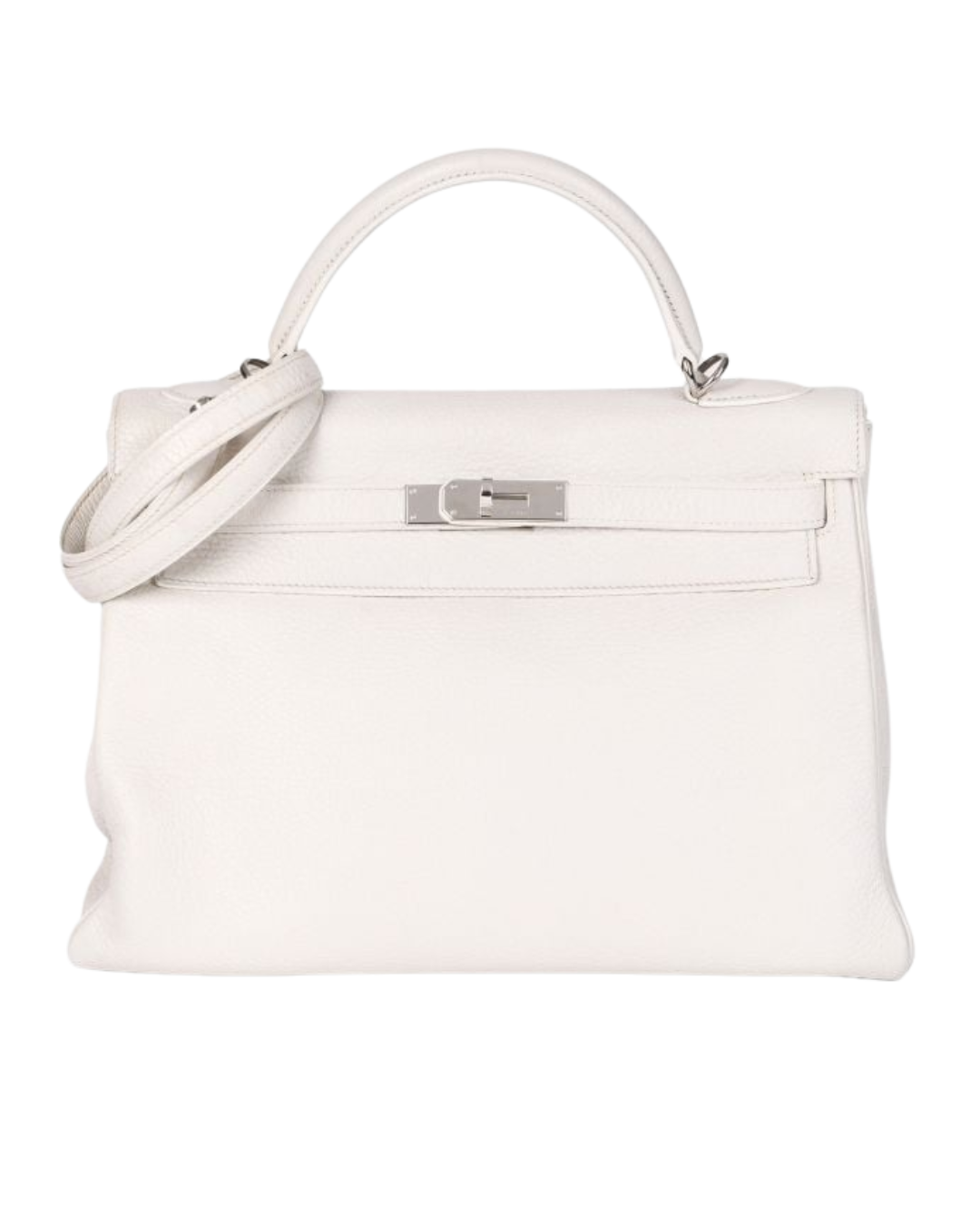 Hermès White Clemence Leather Vintage Kelly 32cm Retourne