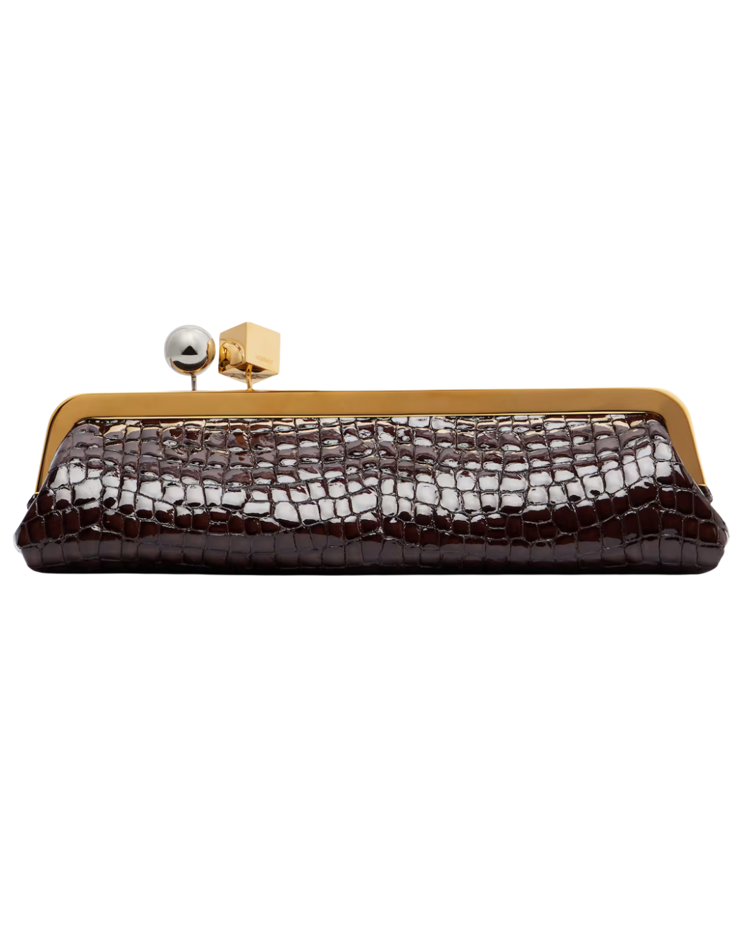 Jacquemus Brown The Salon Long Patent Clutch Bag