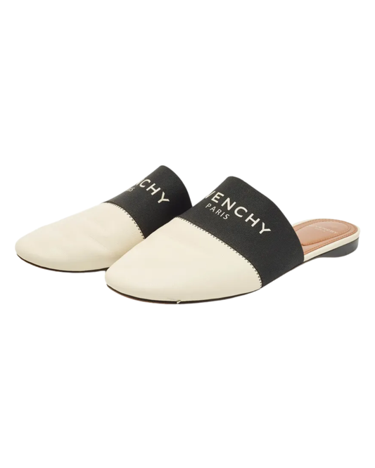 Givenchy White Leather Bedford Flat Mules