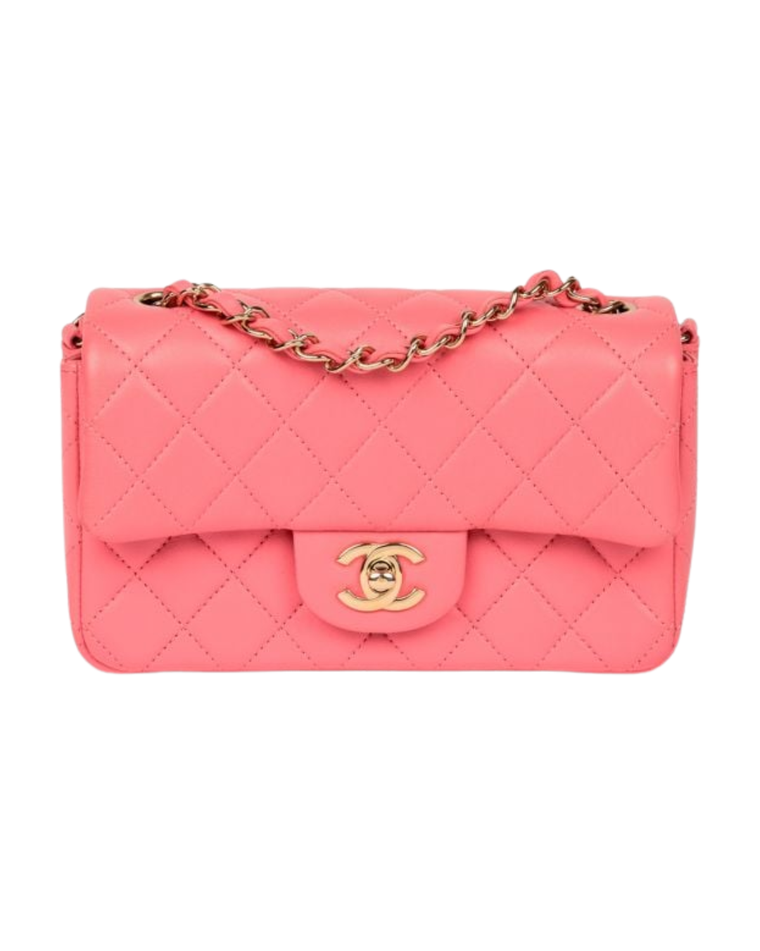 Chanel Pink Quilted Lambskin Rectangular Mini Flap Bag