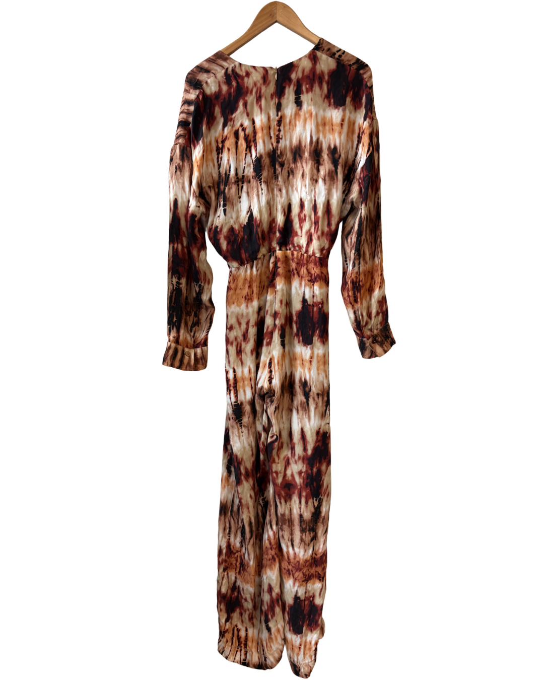 Nanushka Jax Brown Abstract Long Sleeve Jumpsuit