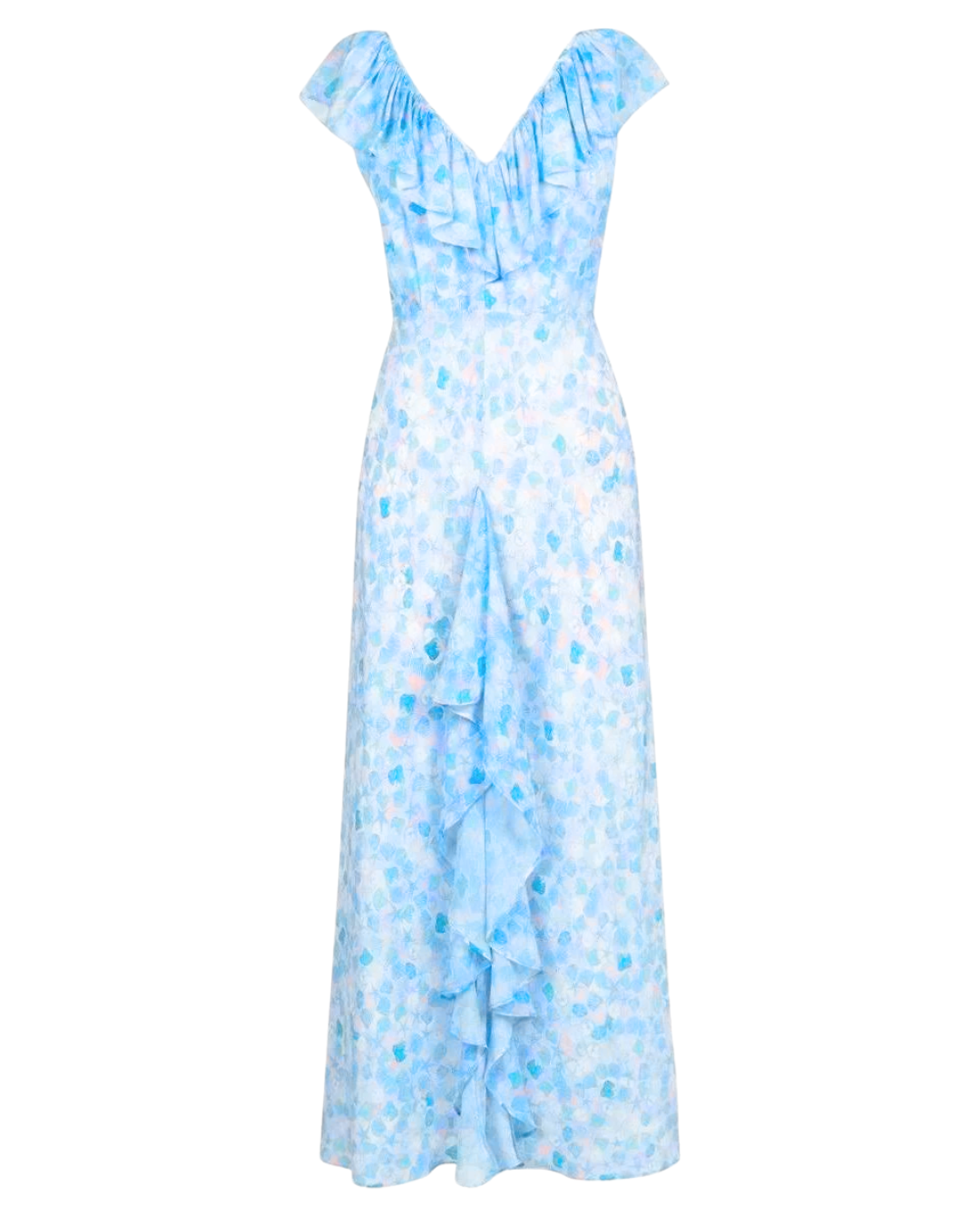 Rixo Antoinette Light Blue Shell Silk Maxi Dress