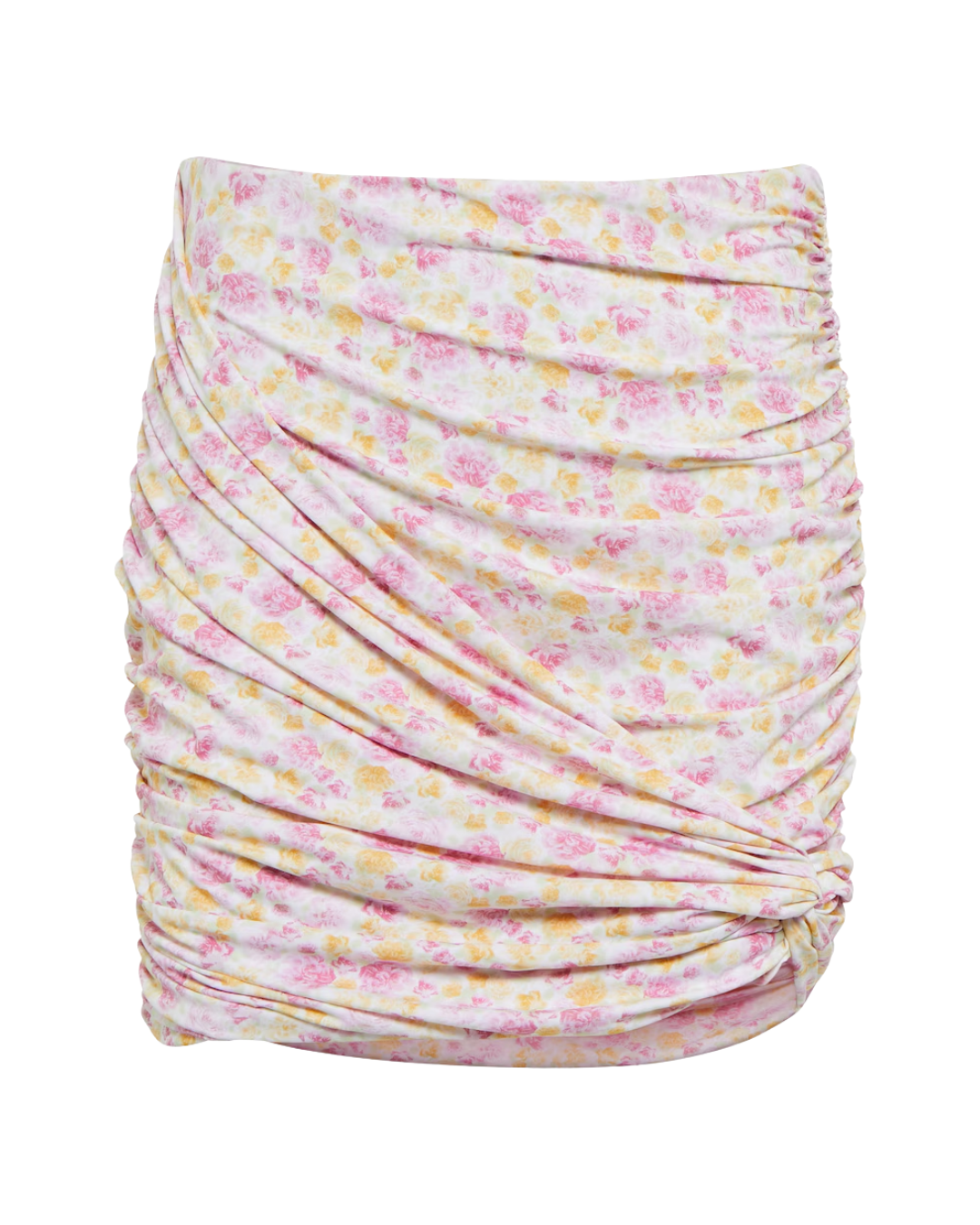 Magda Butrym Pink And Yellow Rose Ruched Mini Skirt