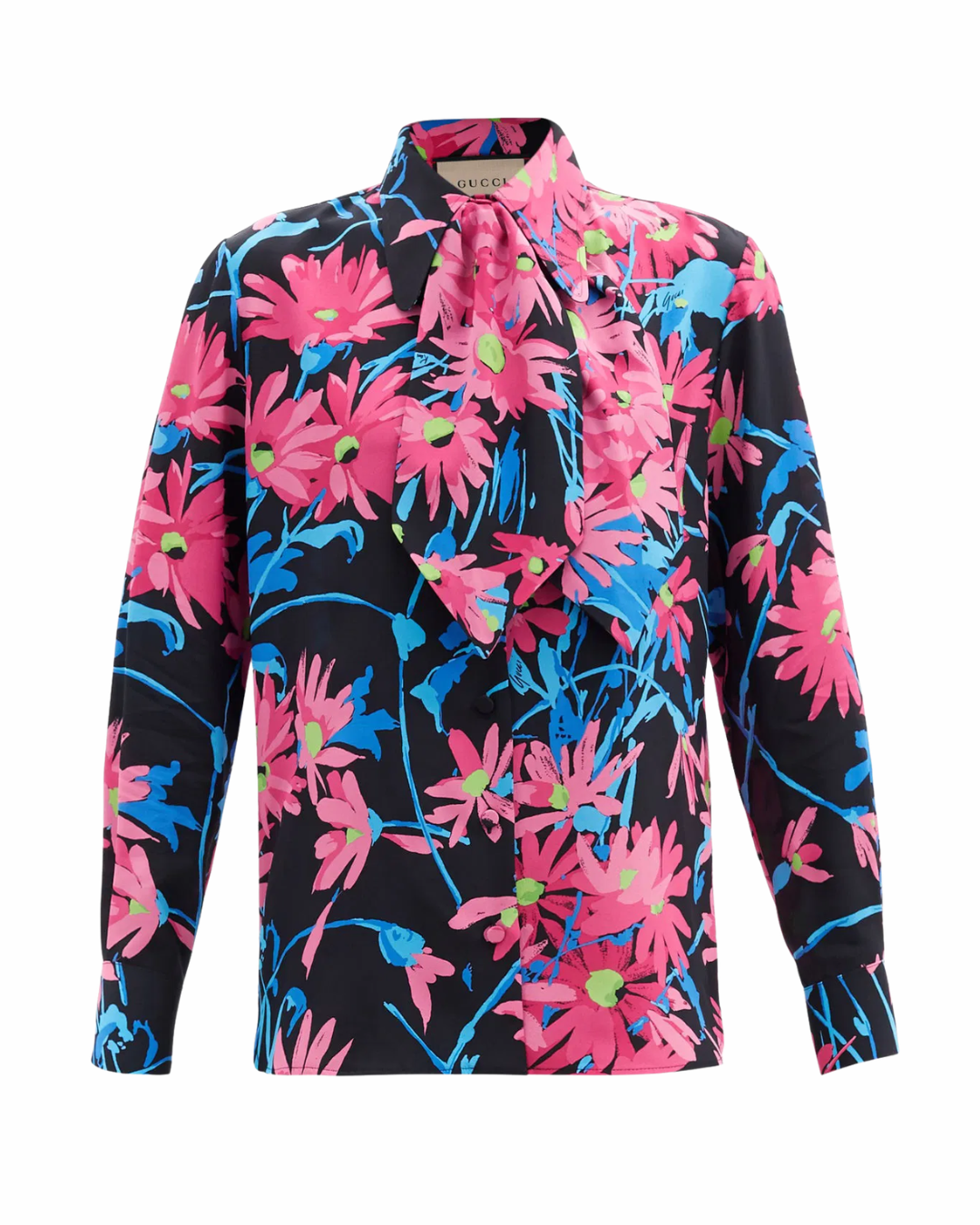 Gucci Black and Pink Floral Blouse