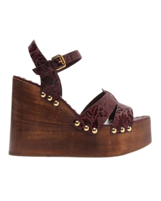 Farm Rio Floral Embossed Studded Wedge