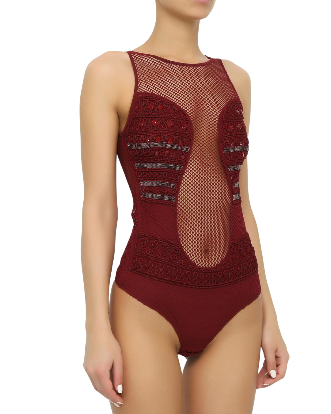 La Perla Burgundy Mesh Body