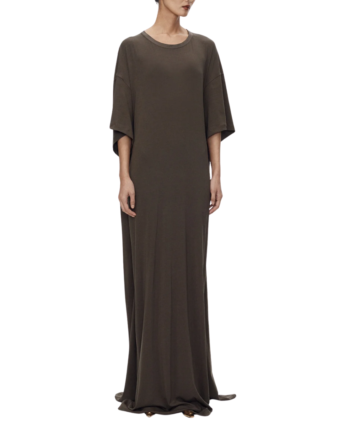 The Frankie Shop Khaki Sintra Jersey Draped Maxi Dress
