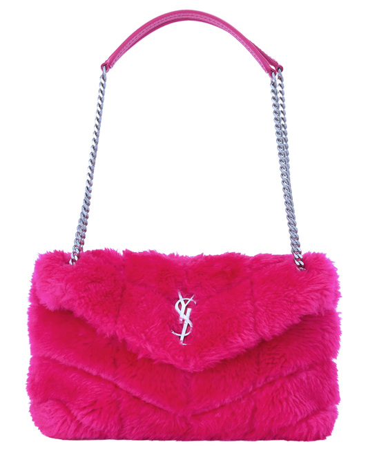 Yves Saint Laurent LouLou Pink Shearling Bag