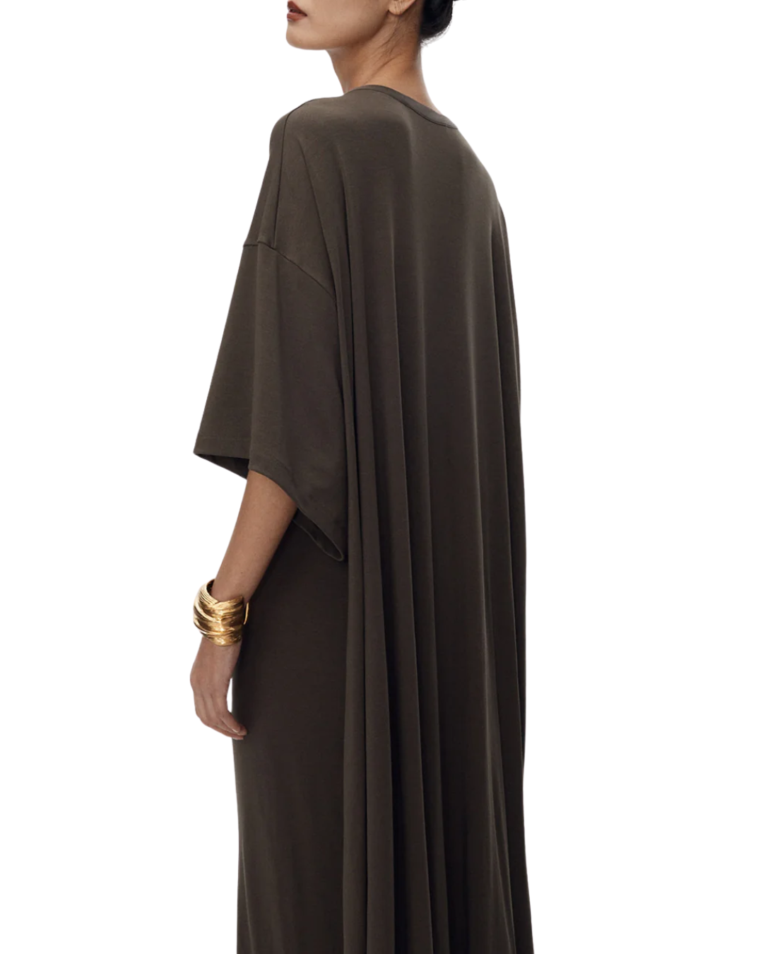 The Frankie Shop Khaki Sintra Jersey Draped Maxi Dress