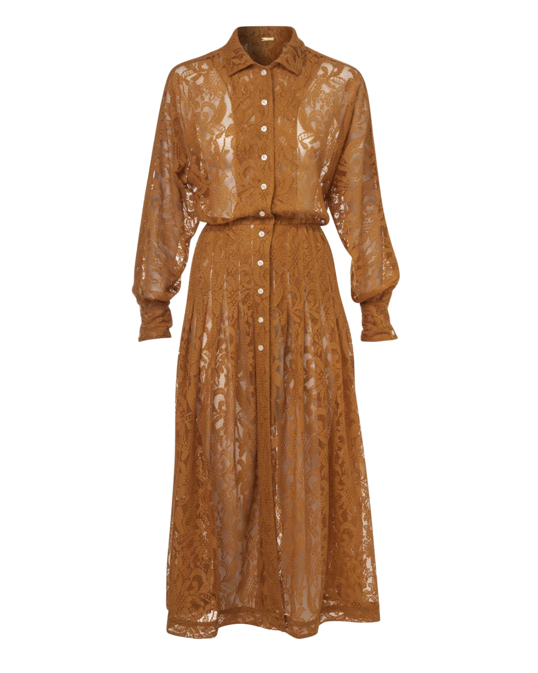 Dodo Bar Or Annabelle Brown Lace Shirt Midi Dress