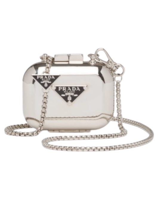 Prada Silver Triangle Logo Airpods Pro Case