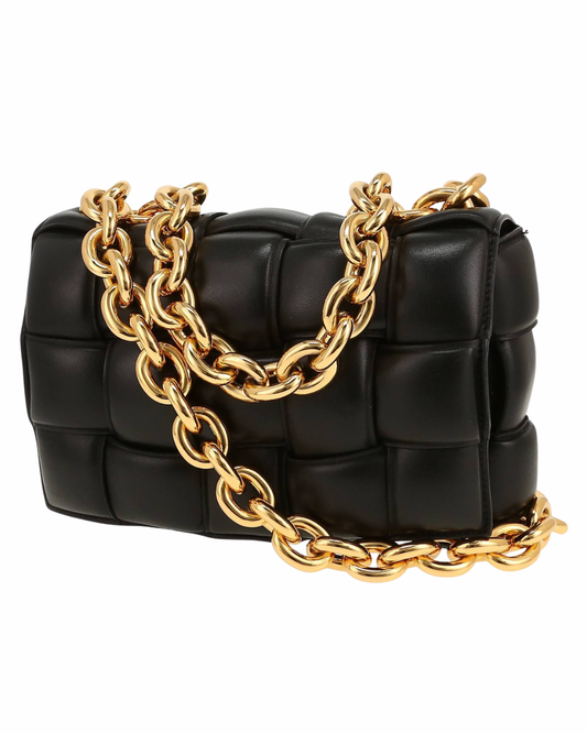 Bottega Veneta Black Leather Chain Cassette Crossbody Bag
