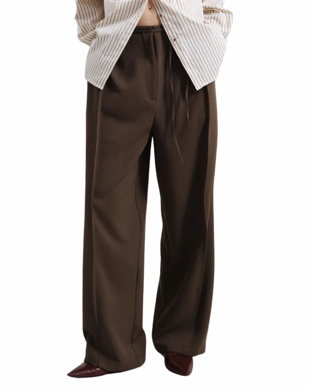 The Frankie Shop Brown Ravell Pleated Trousers