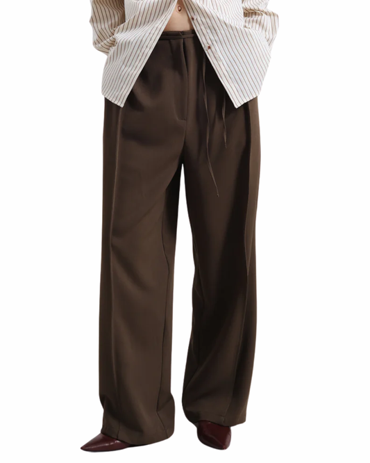 The Frankie Shop Brown Ravell Pleated Trousers