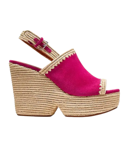 Clergerie Pink Damya Suede Wedge Sandals