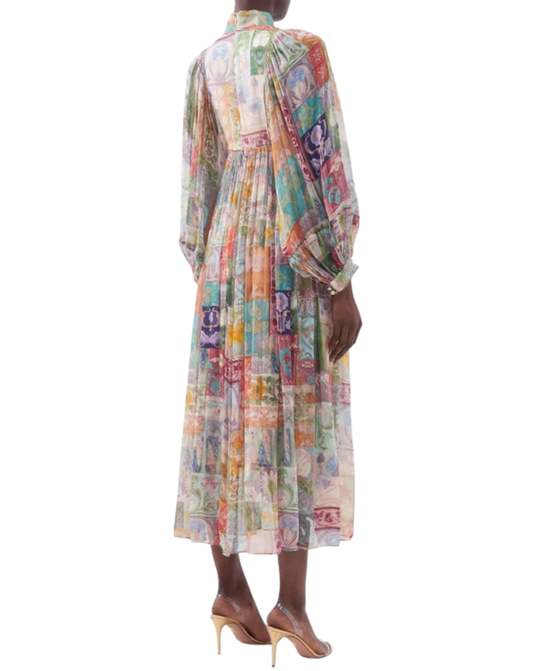 Zimmermann Cosmic Patchwork Print Voile Midi Dress