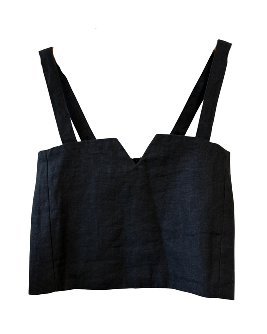 Posse Black Linen Crop Top