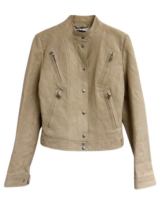 Dolce and Gabbana Cream Leather Jacket