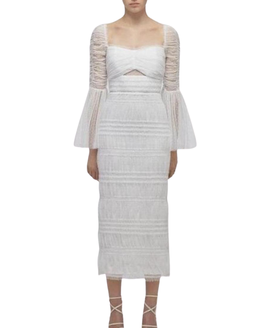 Self-Portrait White Tulle Midi Dress