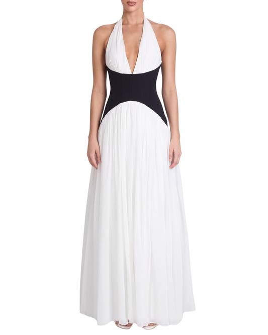 Leau Harlowe Contrast Corset Maxi Dress