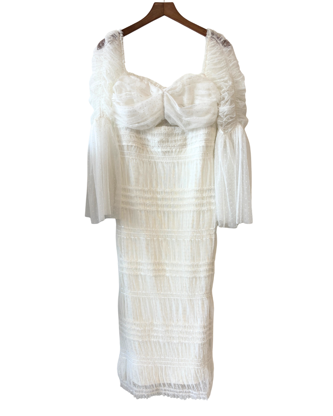 Self-Portrait White Tulle Midi Dress