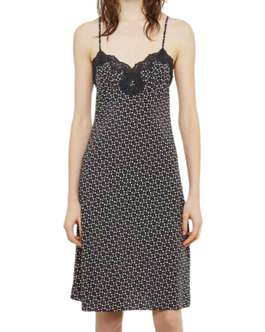 Mayle Black Ditsy Floral Silk Mini Dress