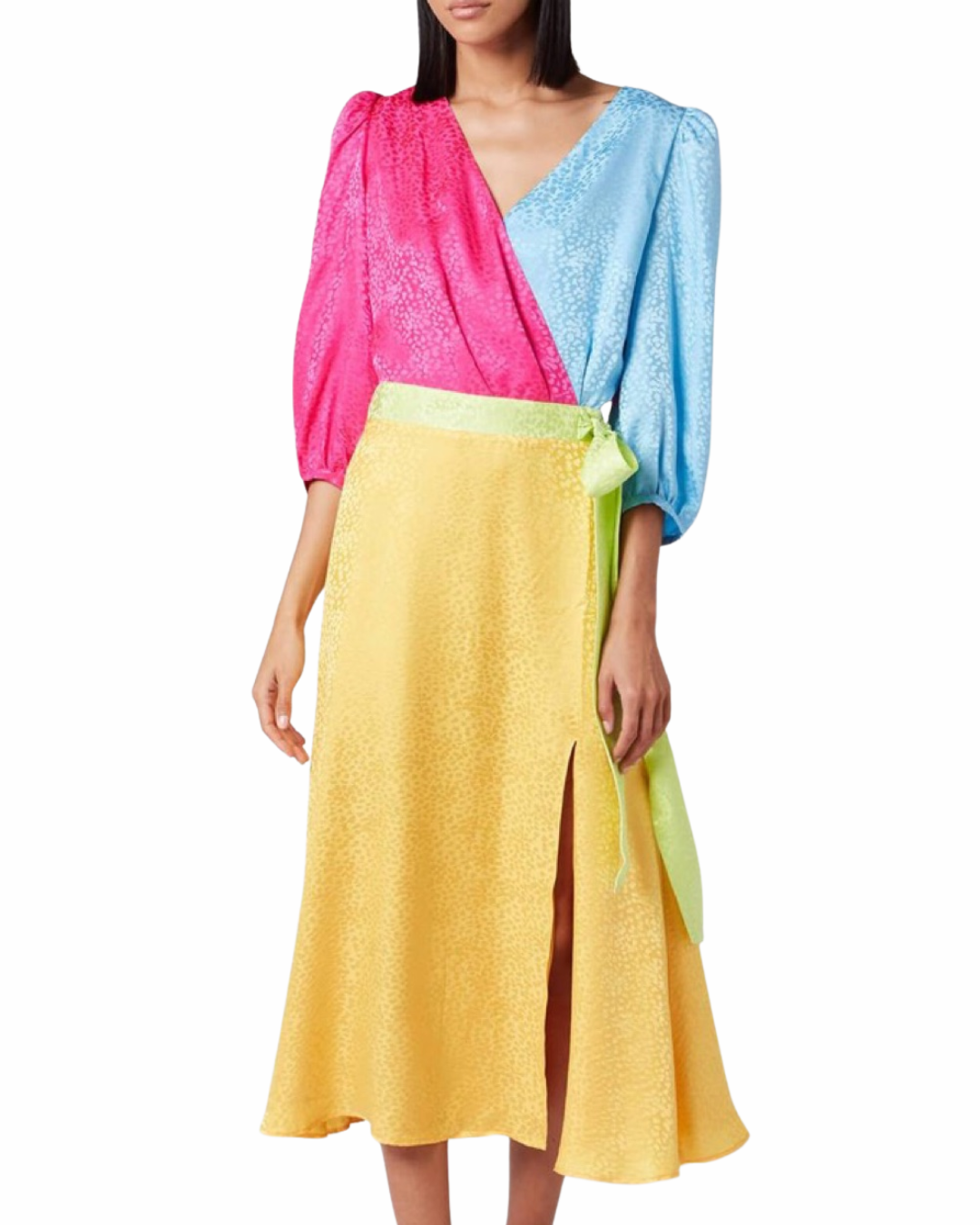 Olivia Rubin Multicoloured Colour Block Midi Dress
