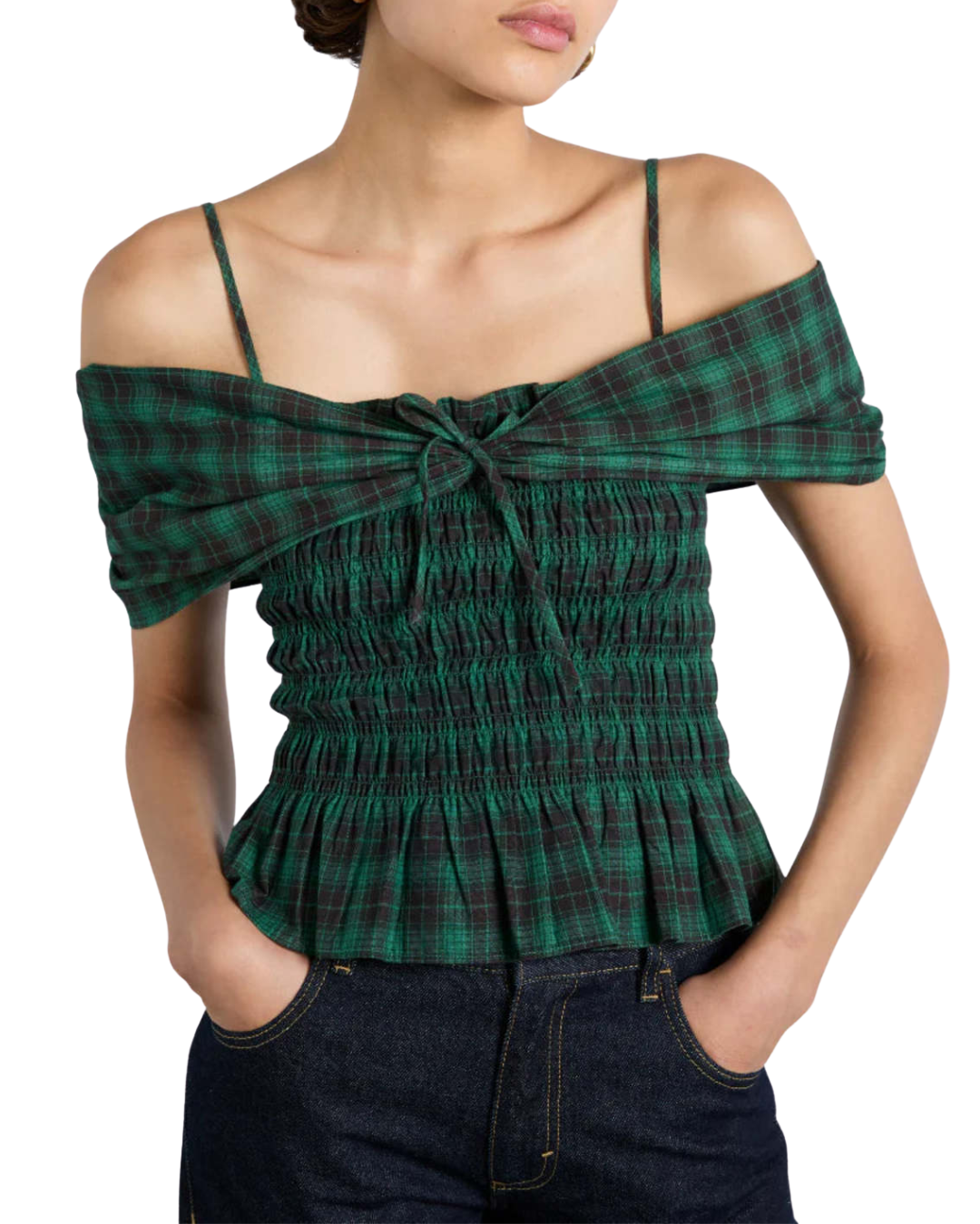 Damson Madder Green Elsa Shirred Cami Top