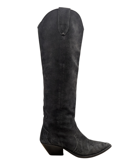 Isabel Marant Black Suede Cowboy Boots